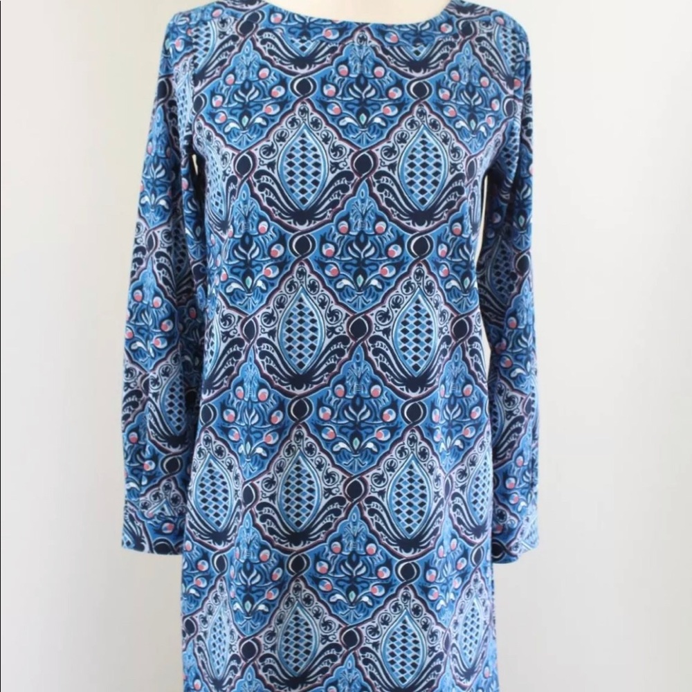 Blue Sheath Dress XS Long Sleeve